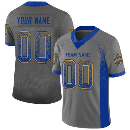 Custom Gray Royal-Gold Mesh Drift Fashion Football Jersey - Sky-Custom