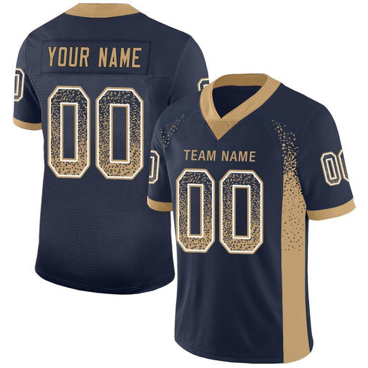 Custom Navy Old Gold-White Mesh Drift Fashion Football Jersey - Sky-Custom