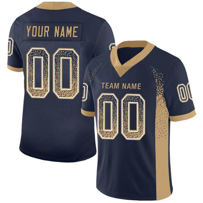 Custom Navy Old Gold-White Mesh Drift Fashion Football Jersey - Sky-Custom