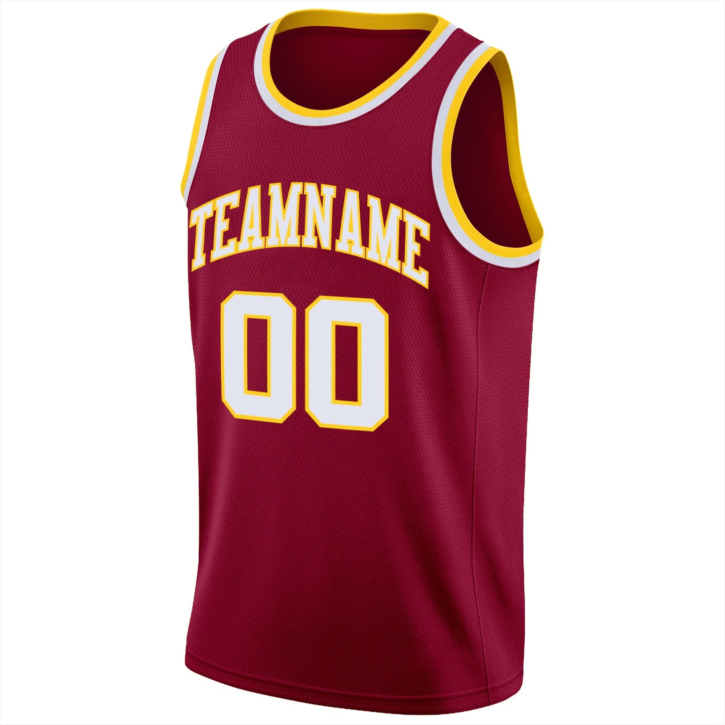 Custom Maroon White-Gold Round Neck Rib-Knit Basketball Jersey - Sky-Custom