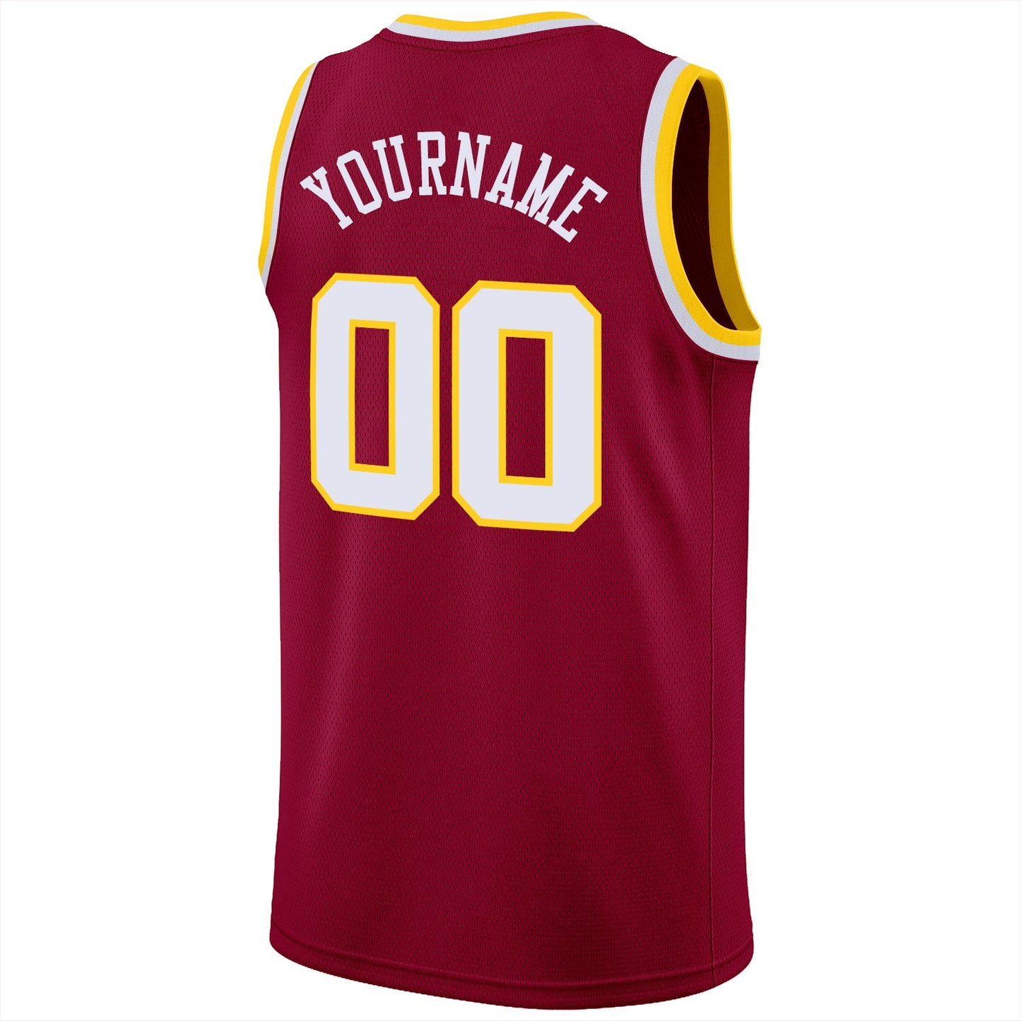Custom Maroon White-Gold Round Neck Rib-Knit Basketball Jersey - Sky-Custom