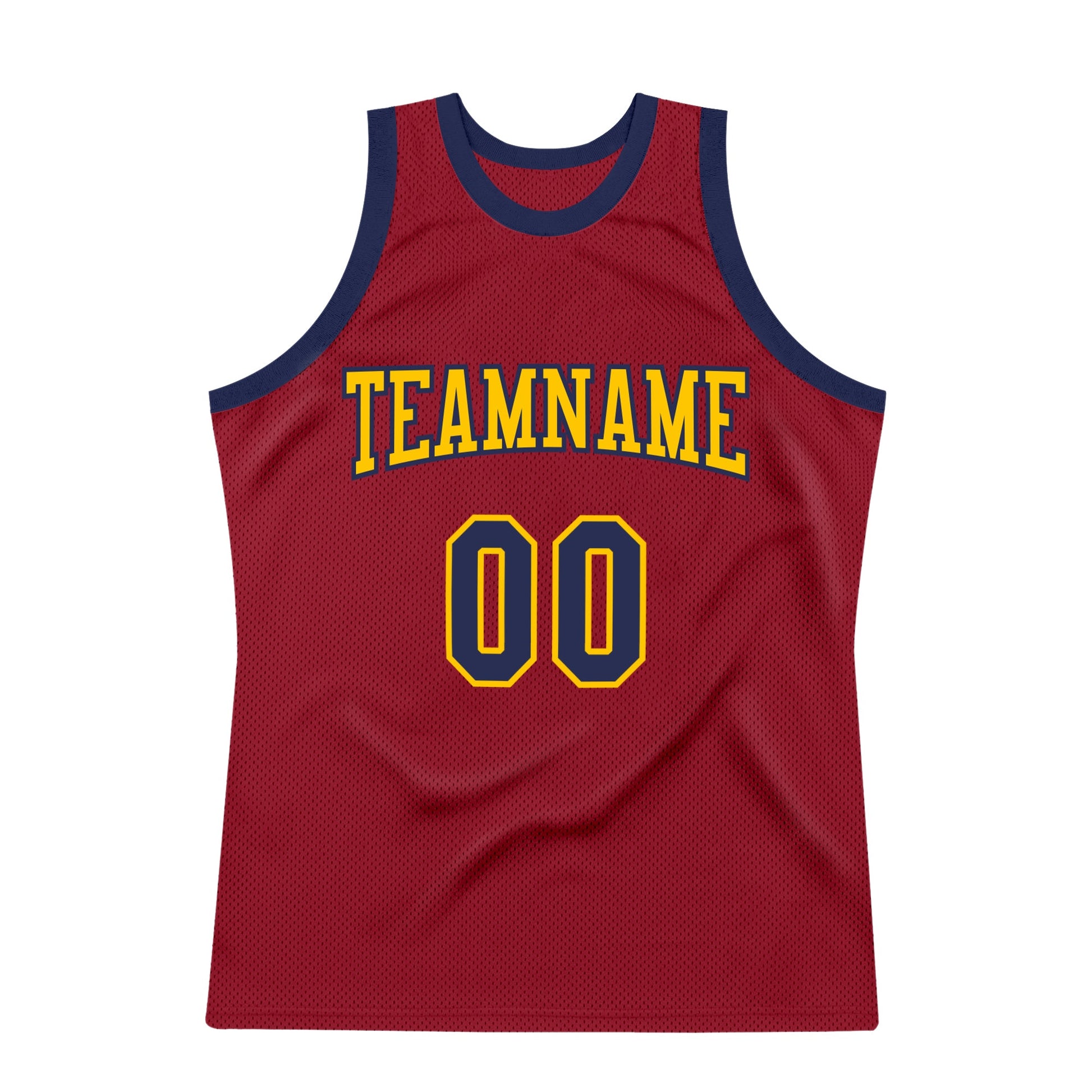 Custom Maroon Navy-Gold Authentic Throwback Basketball Jersey - Sky-Custom