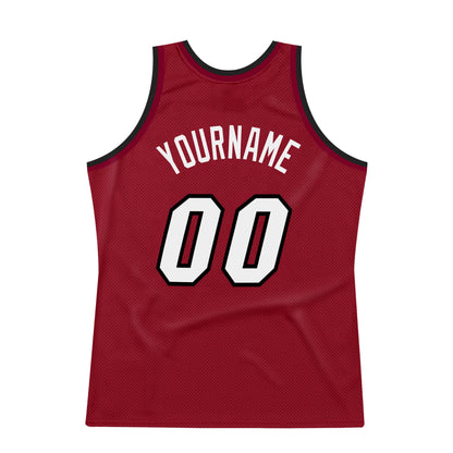 Custom Maroon White-Black Authentic Throwback Basketball Jersey - Sky-Custom