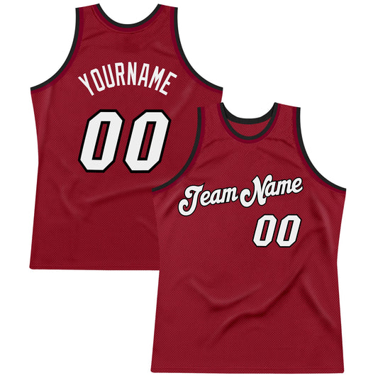 Custom Maroon White-Black Authentic Throwback Basketball Jersey - Sky-Custom