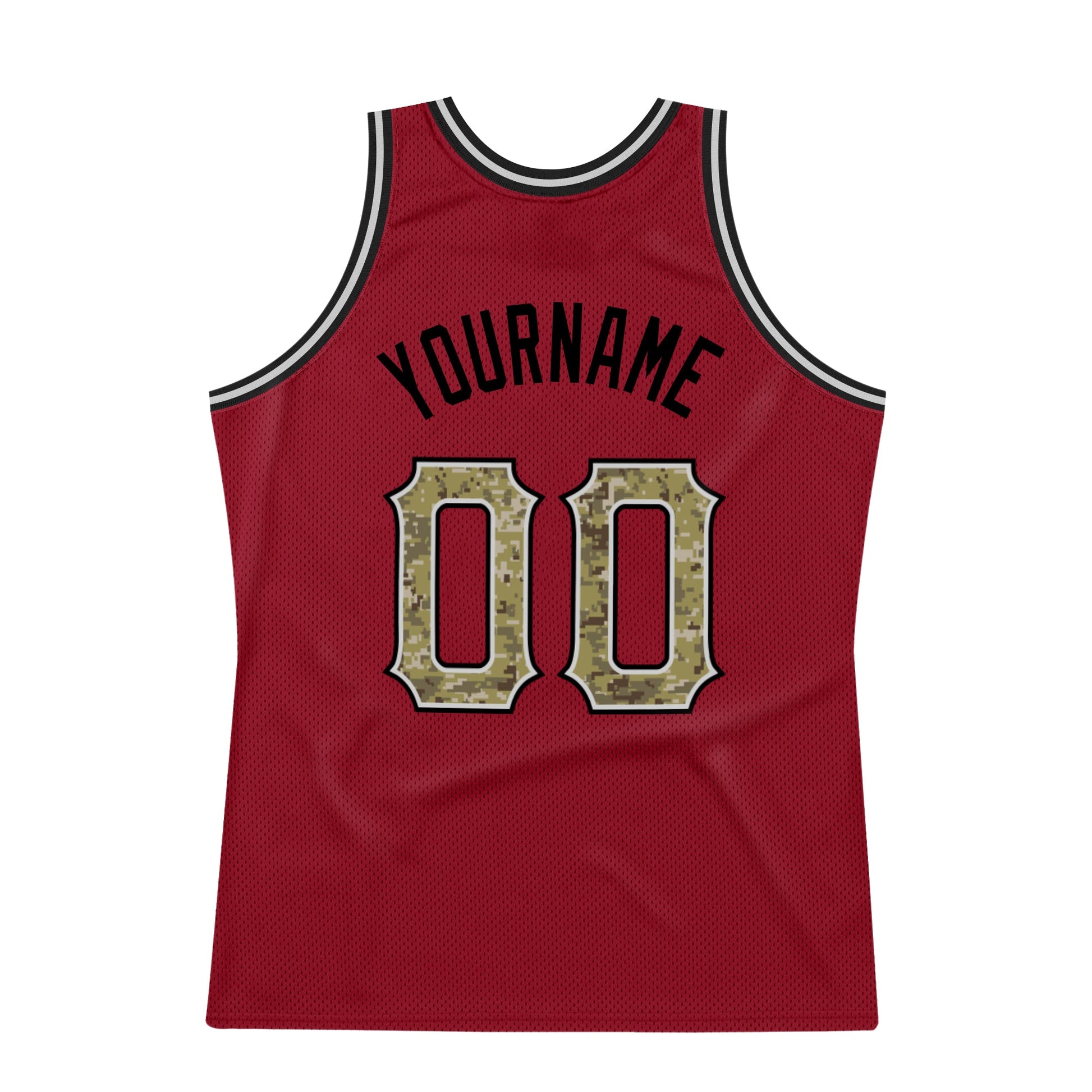 Custom Maroon Camo-Gray Authentic Throwback Basketball Jersey - Sky-Custom