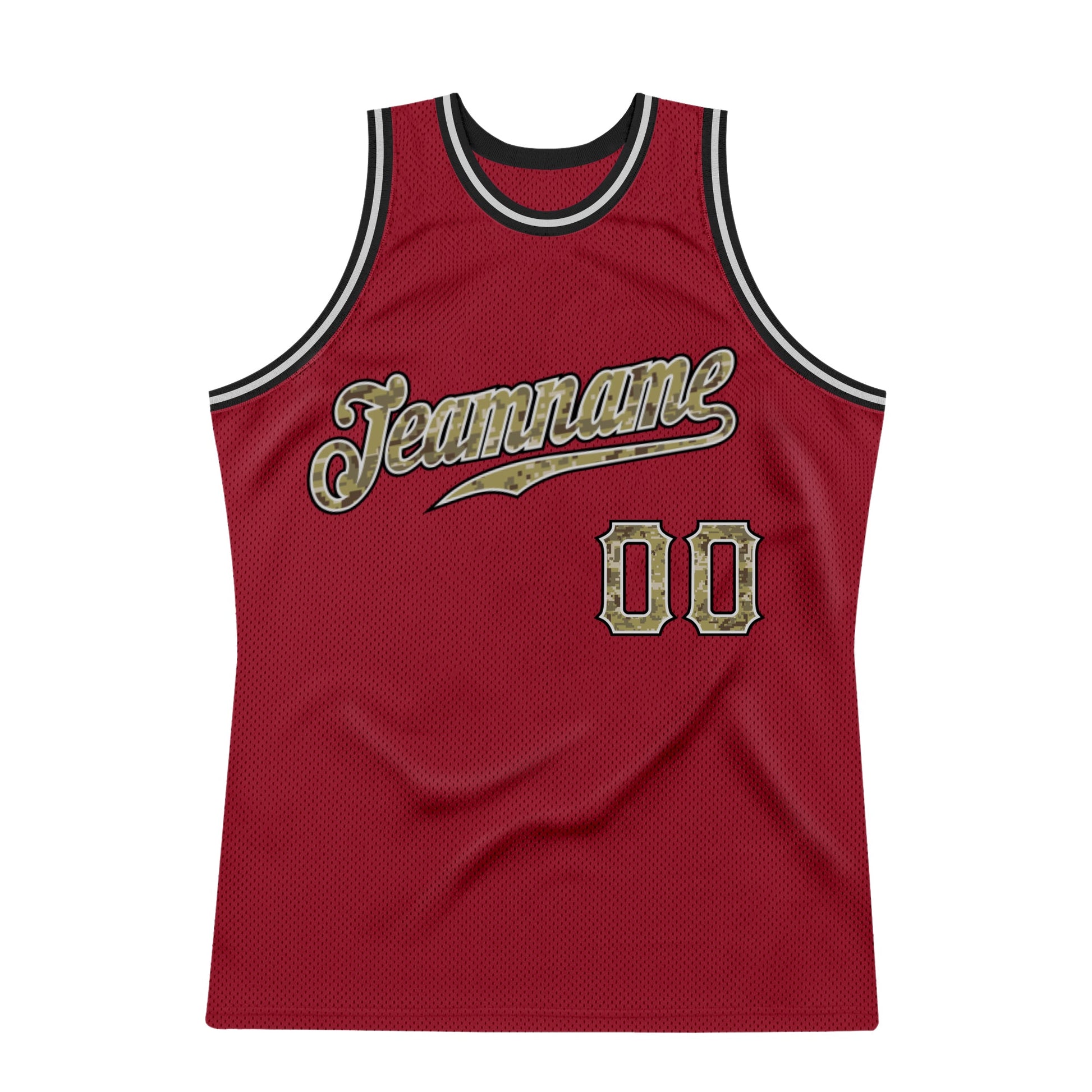 Custom Maroon Camo-Gray Authentic Throwback Basketball Jersey - Sky-Custom
