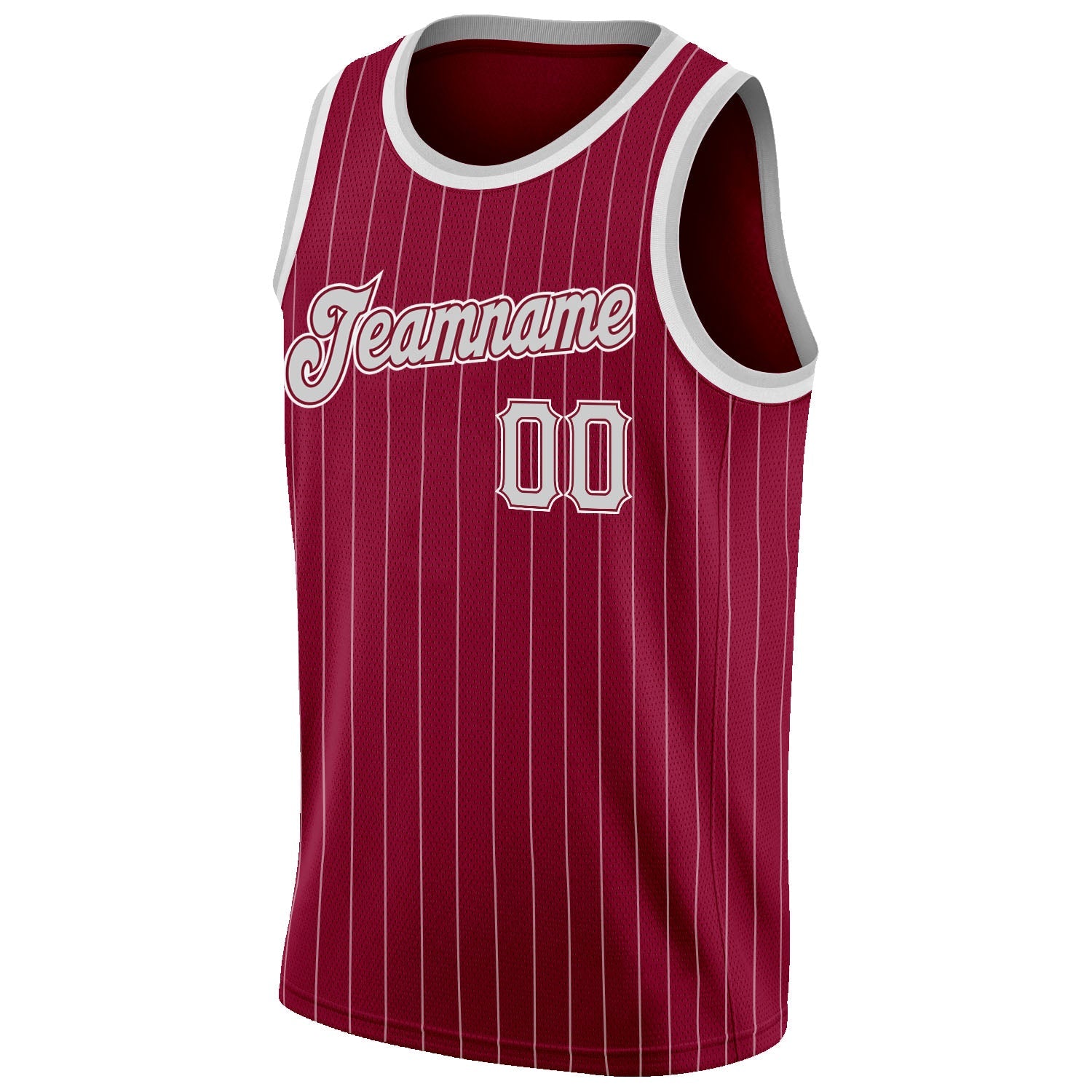 Custom Maroon White Pinstripe Gray-White Authentic Basketball Jersey - Sky-Custom