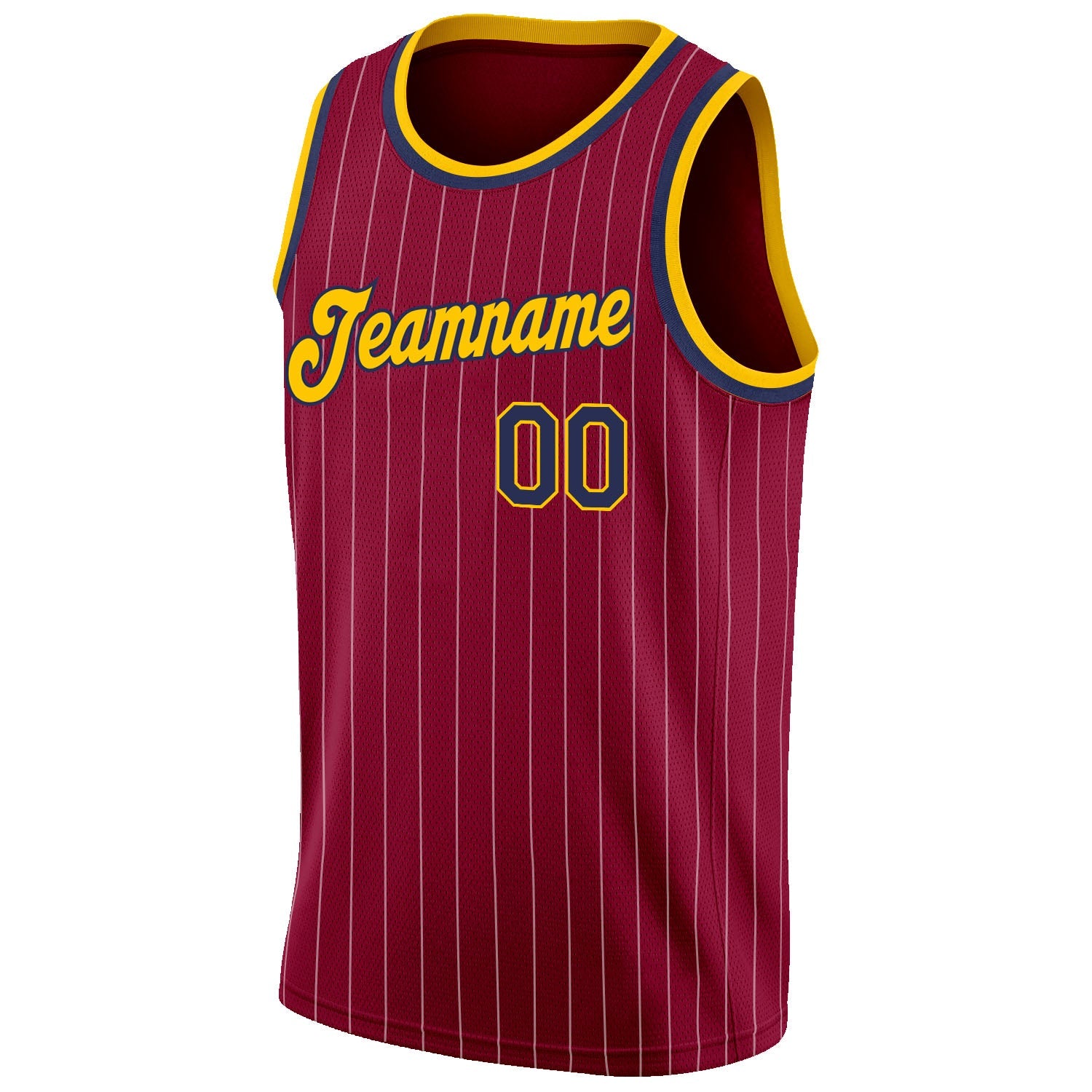 Custom Maroon White Pinstripe Navy-Gold Authentic Basketball Jersey - Sky-Custom