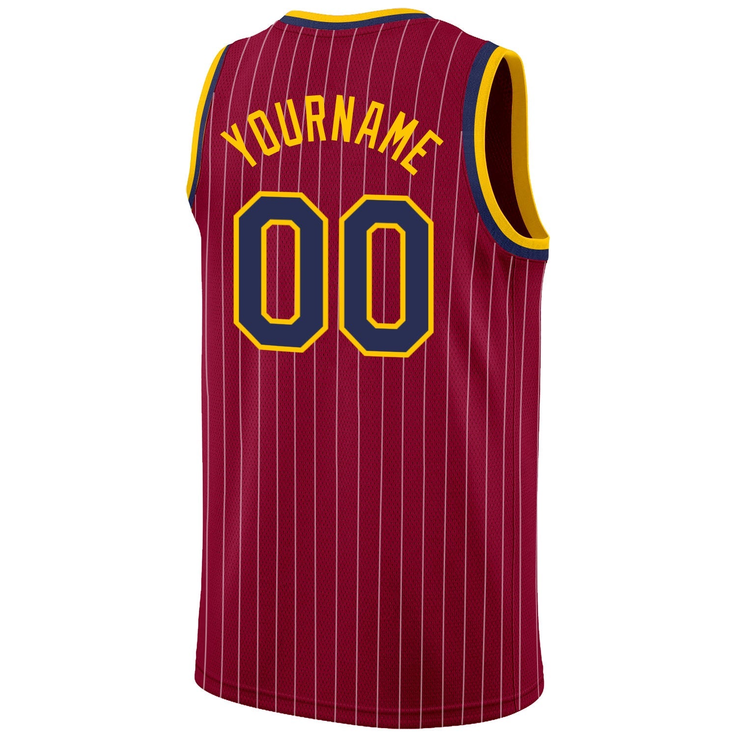 Custom Maroon White Pinstripe Navy-Gold Authentic Basketball Jersey - Sky-Custom