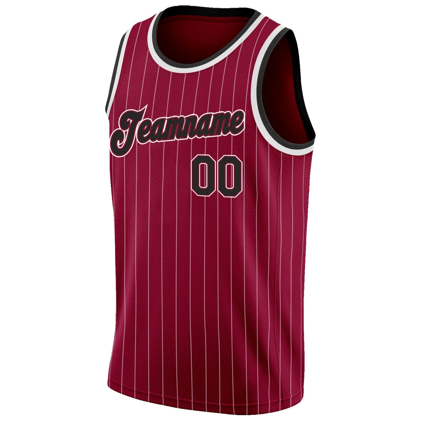 Custom Maroon White Pinstripe Black-White Authentic Basketball Jersey - Sky-Custom
