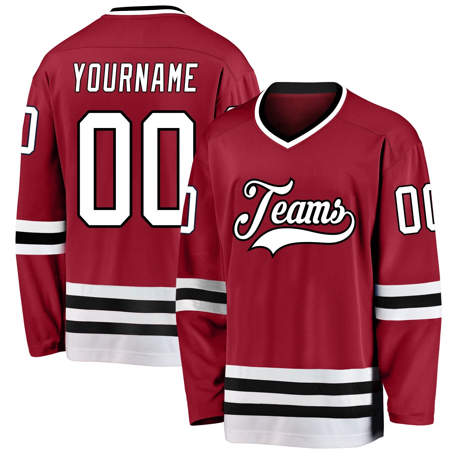 Custom Maroon White-Black Hockey Jersey - Sky-Custom