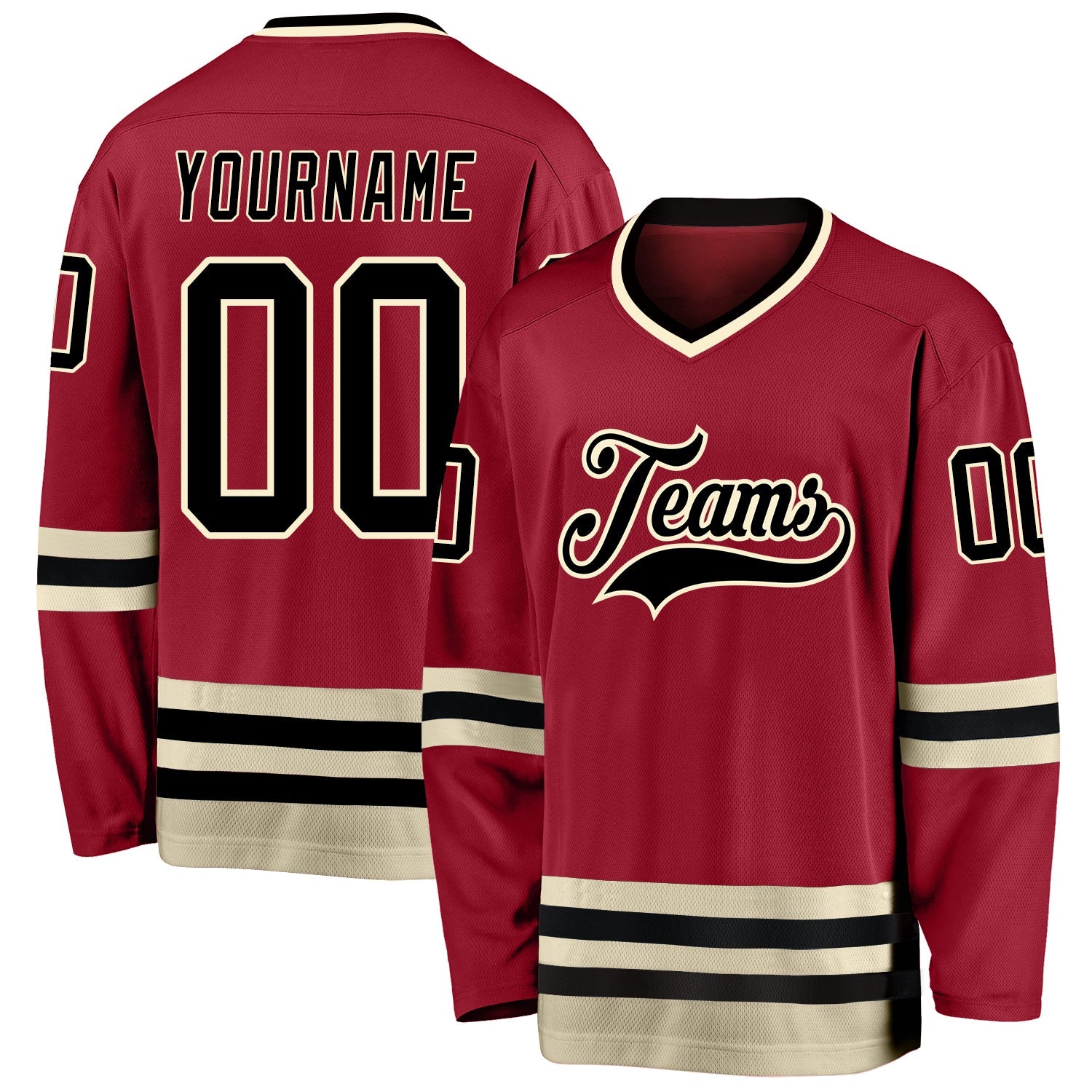 Custom Maroon Black-Cream Hockey Jersey - Sky-Custom