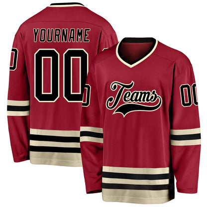 Custom Maroon Black-Cream Hockey Jersey - Sky-Custom