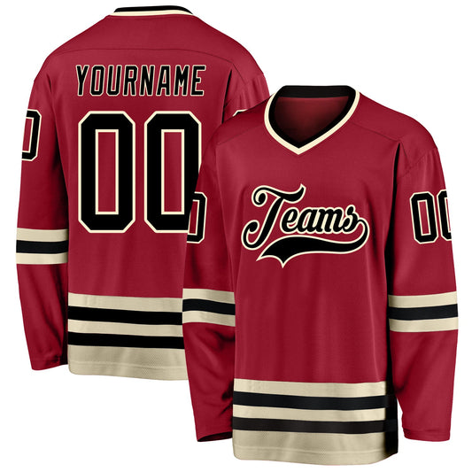 Custom Maroon Black-Cream Hockey Jersey - Sky-Custom