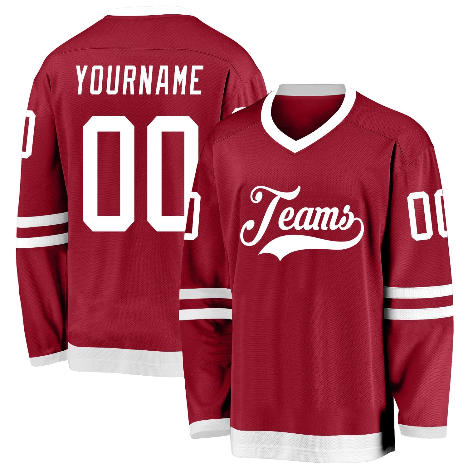 Custom Maroon White Hockey Jersey - Sky-Custom