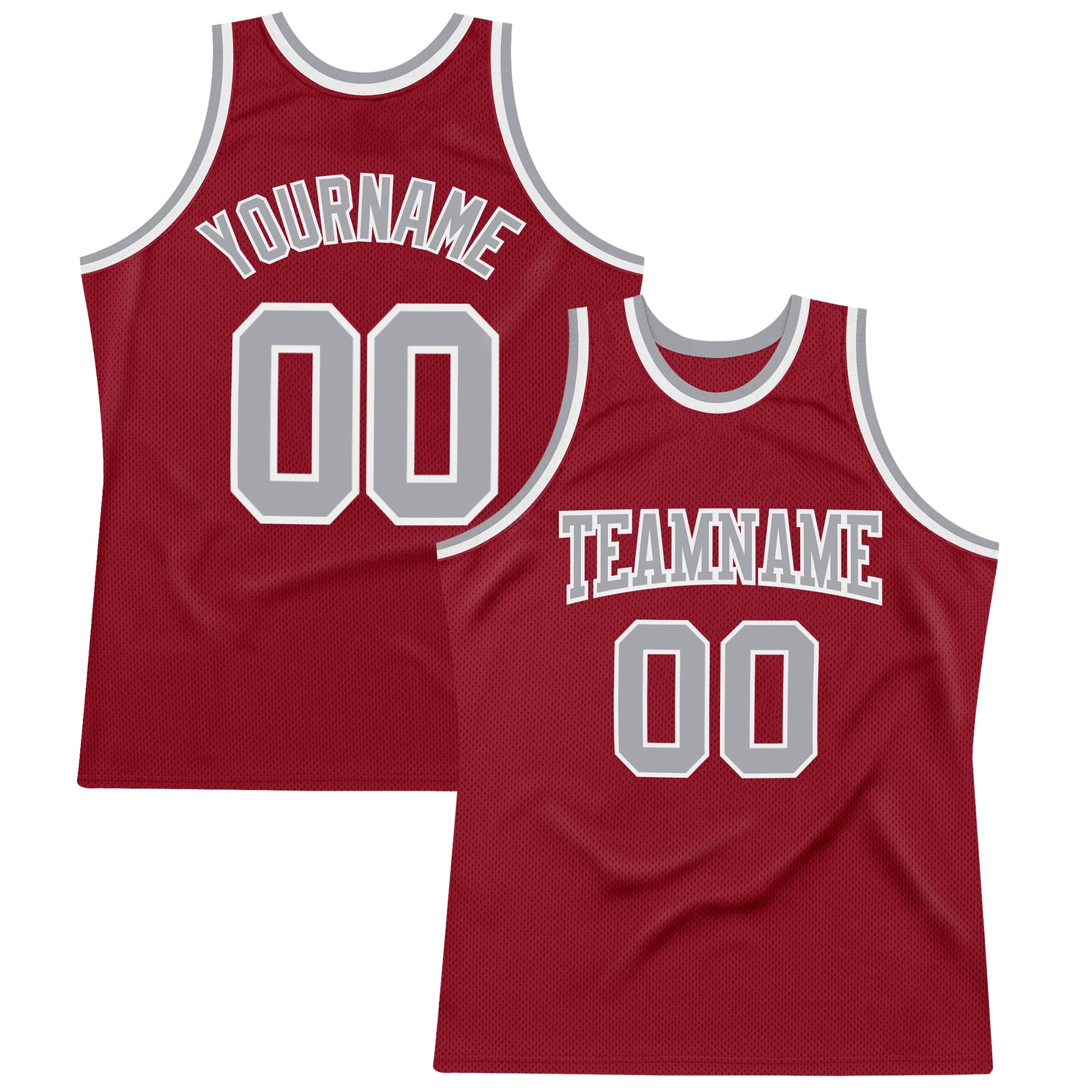 Custom Maroon Gray-White Authentic Throwback Basketball Jersey - Sky-Custom