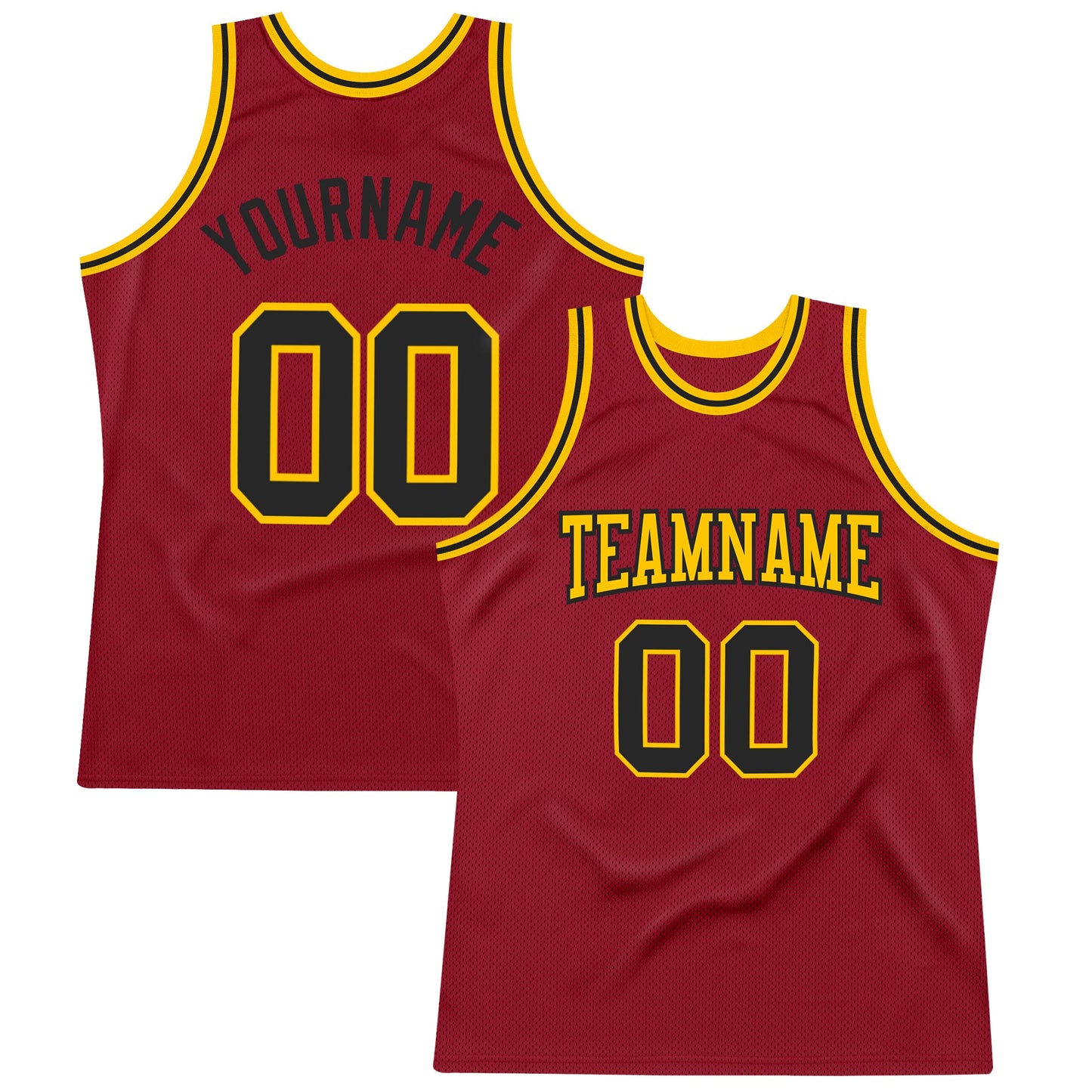 Custom Maroon Black-Gold Authentic Throwback Basketball Jersey - Sky-Custom