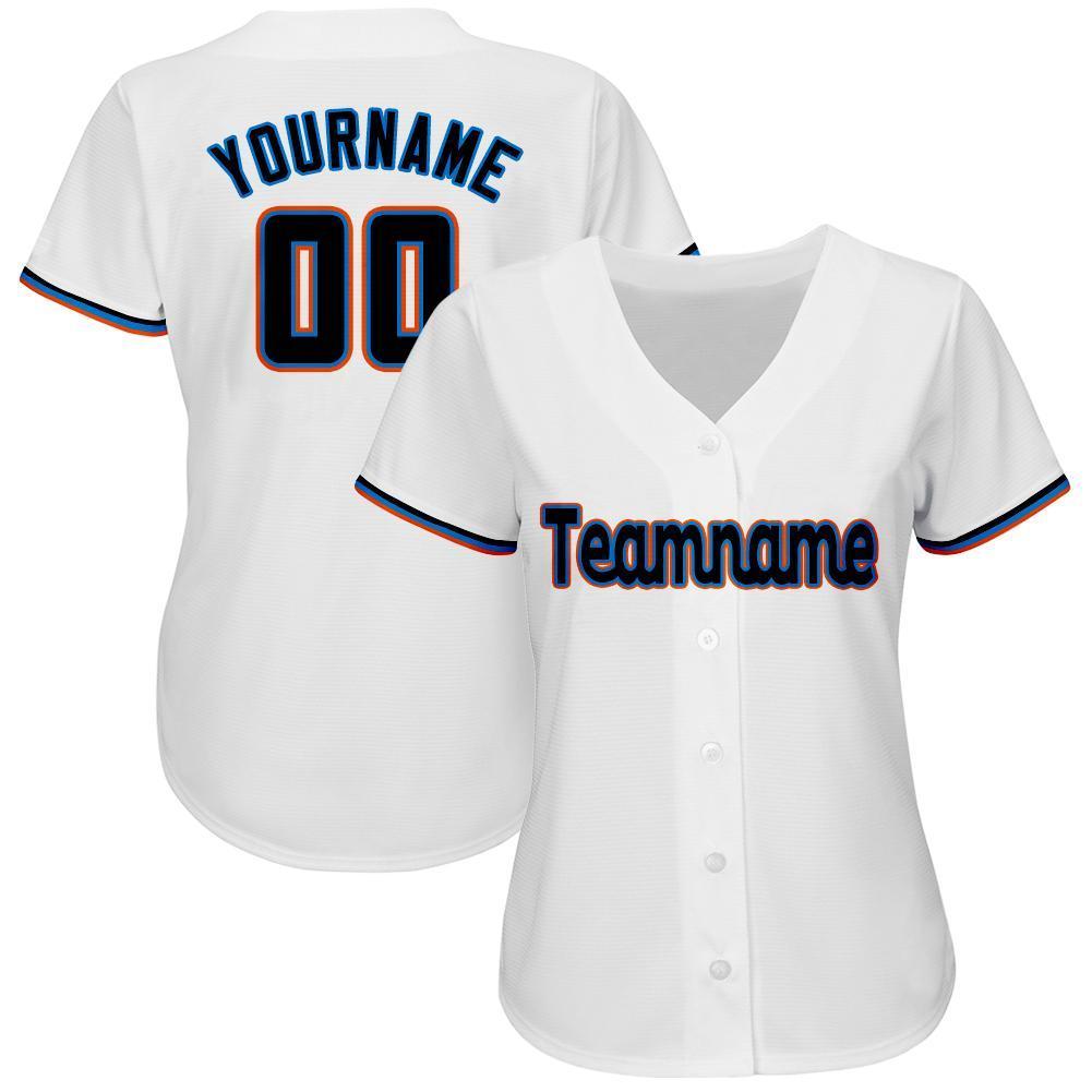 Custom White Black-Orange Baseball Jersey - Sky-Custom