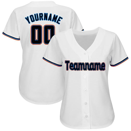 Custom White Black-Orange Baseball Jersey - Sky-Custom