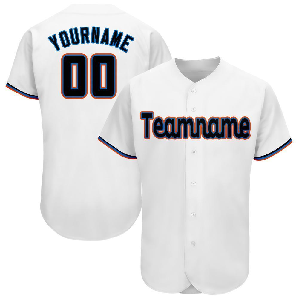 Custom White Black-Orange Baseball Jersey - Sky-Custom