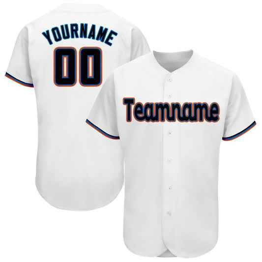 Custom White Black-Orange Baseball Jersey - Sky-Custom