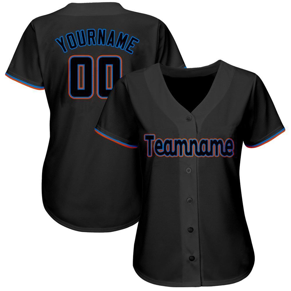 Custom Black Powder Blue-Orange Baseball Jersey - Sky-Custom