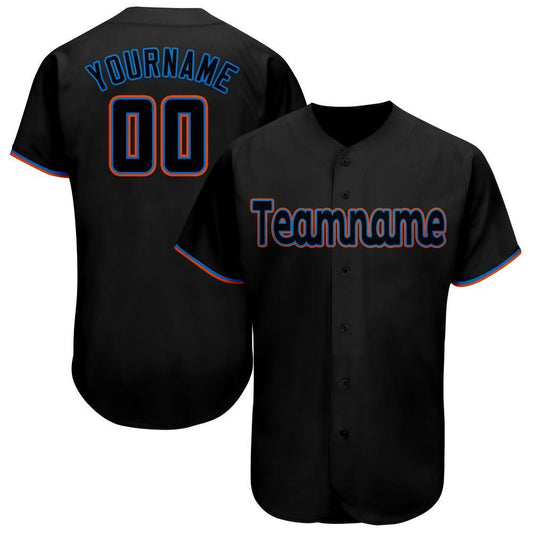Custom Black Powder Blue-Orange Baseball Jersey - Sky-Custom