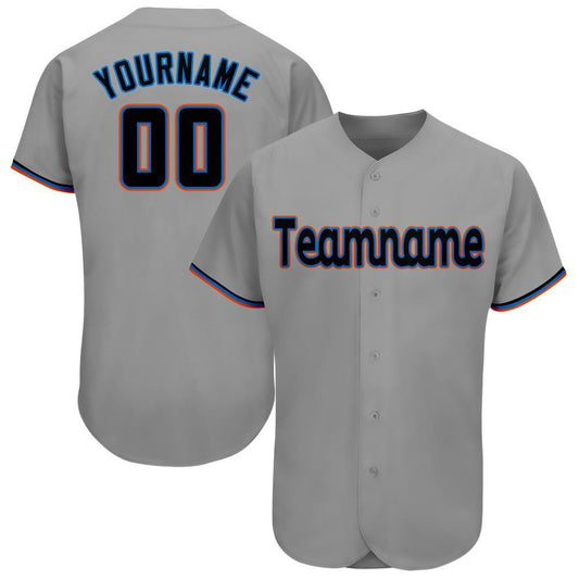 Custom Gray Black-Orange Baseball Jersey - Sky-Custom