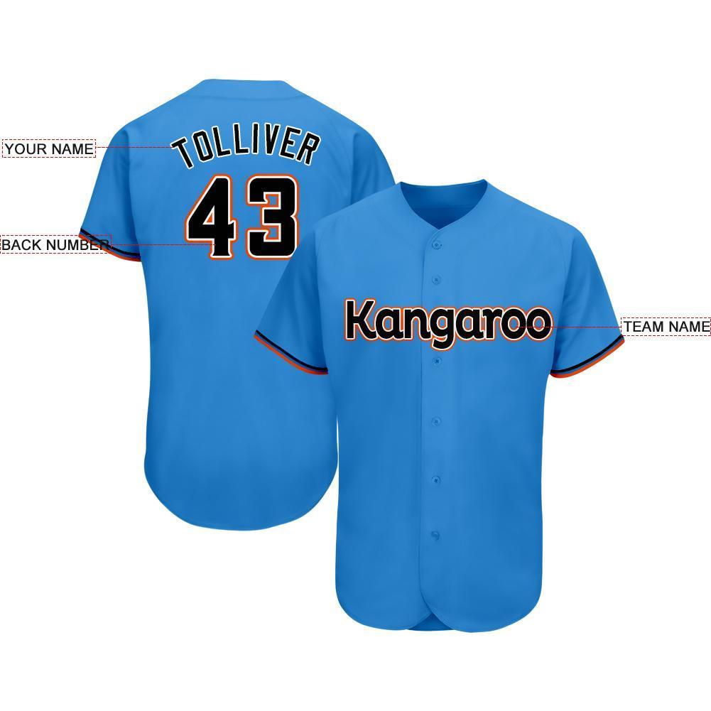 Custom Powder Blue Black-Orange Baseball Jersey - Sky-Custom