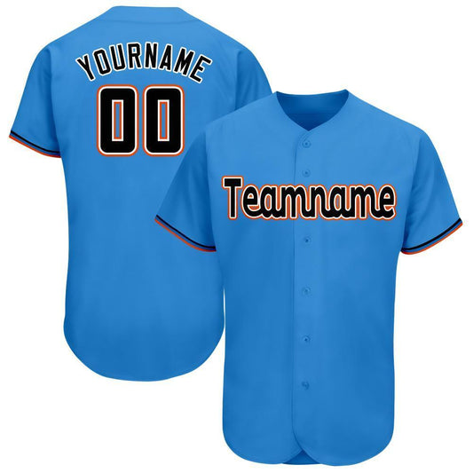 Custom Powder Blue Black-Orange Baseball Jersey - Sky-Custom