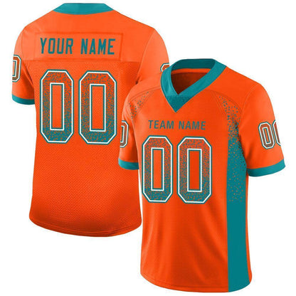 Custom Orange Aqua-White Mesh Drift Fashion Football Jersey - Sky-Custom
