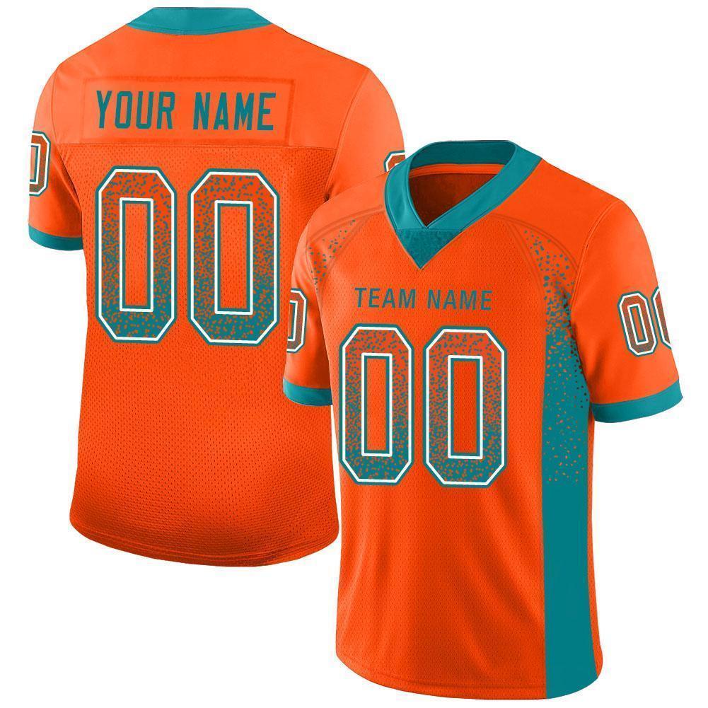 Custom Orange Aqua-White Mesh Drift Fashion Football Jersey - Sky-Custom