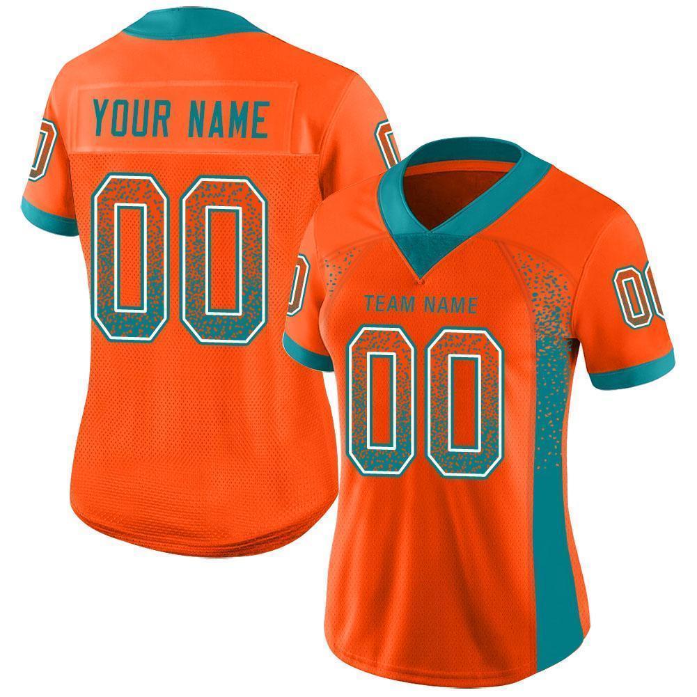 Custom Orange Aqua-White Mesh Drift Fashion Football Jersey - Sky-Custom