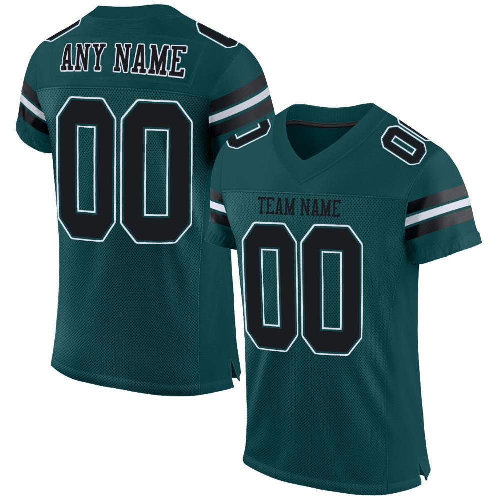 Custom Midnight Green Black-White Mesh Authentic Football Jersey - Sky-Custom