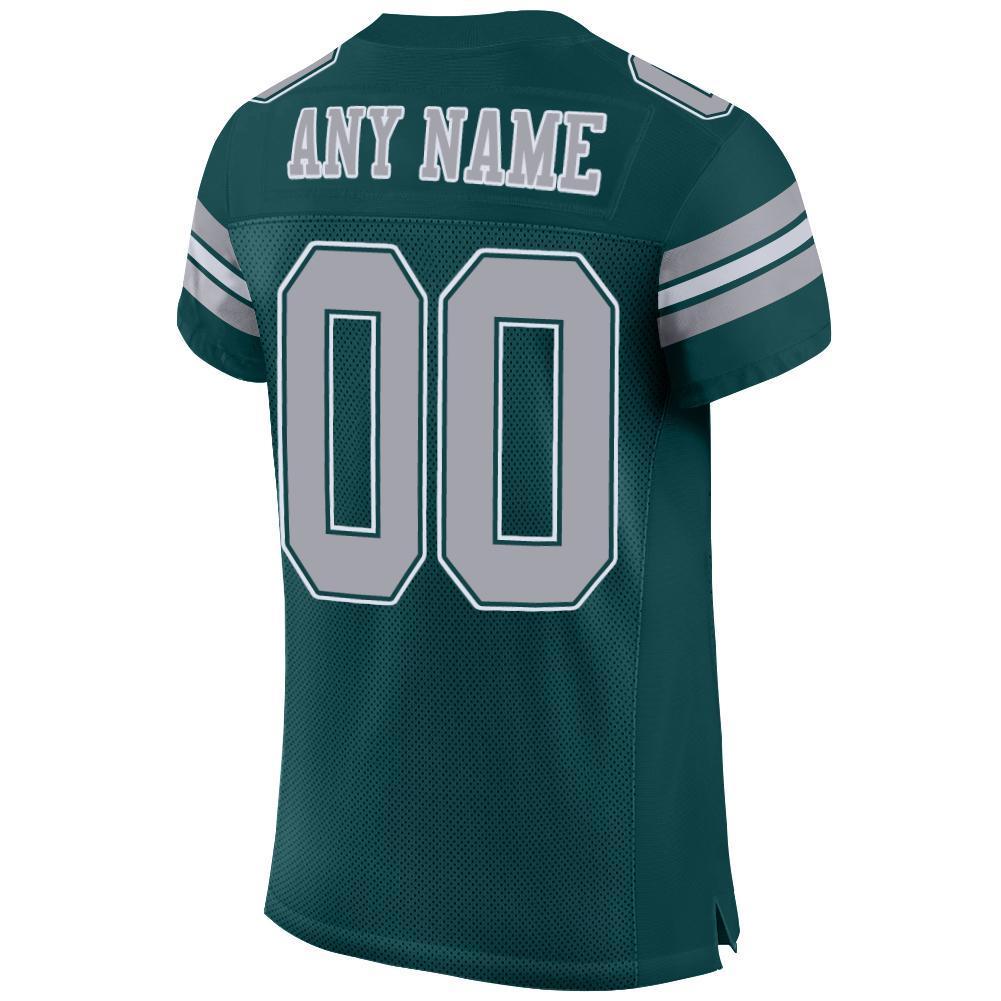 Custom Midnight Green Light Gray-White Mesh Authentic Football Jersey - Sky-Custom
