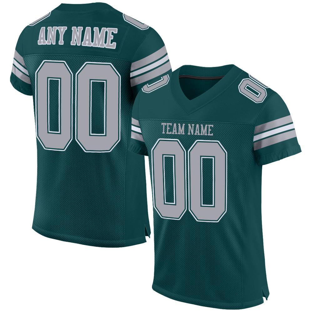 Custom Midnight Green Light Gray-White Mesh Authentic Football Jersey - Sky-Custom