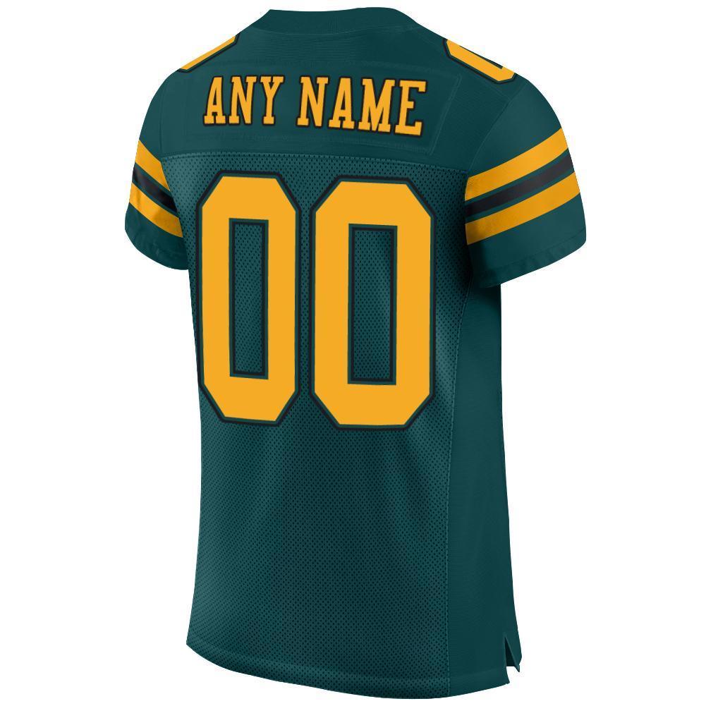 Custom Midnight Green Gold-Black Mesh Authentic Football Jersey - Sky-Custom