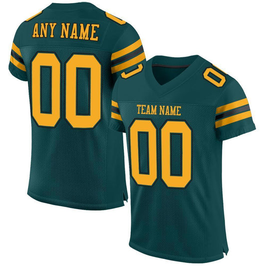 Custom Midnight Green Gold-Black Mesh Authentic Football Jersey - Sky-Custom