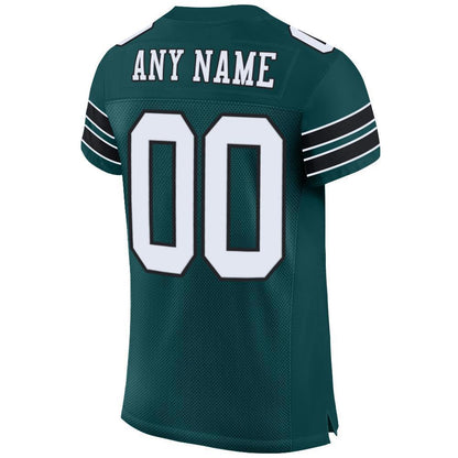 Custom Midnight Green White-Black Mesh Authentic Football Jersey - Sky-Custom
