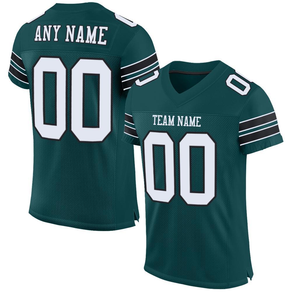 Custom Midnight Green White-Black Mesh Authentic Football Jersey - Sky-Custom