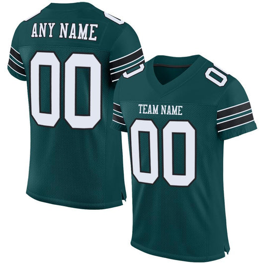 Custom Midnight Green White-Black Mesh Authentic Football Jersey - Sky-Custom
