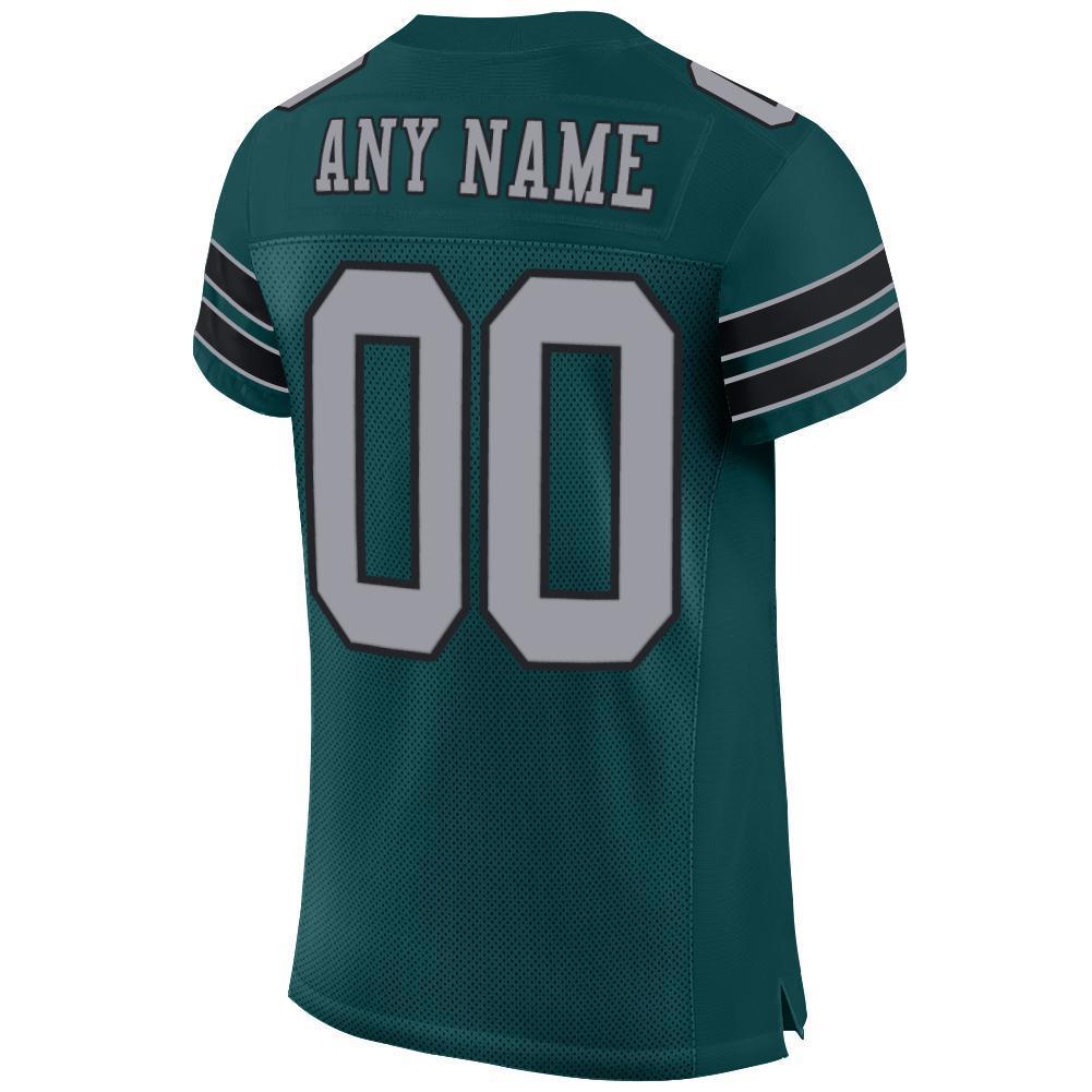 Custom Midnight Green Light Gray-Black Mesh Authentic Football Jersey - Sky-Custom