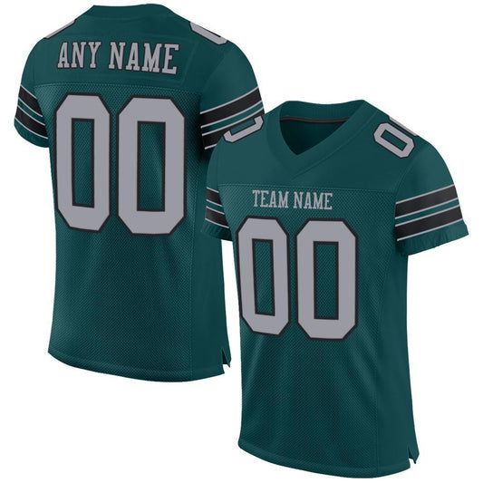 Custom Midnight Green Light Gray-Black Mesh Authentic Football Jersey - Sky-Custom