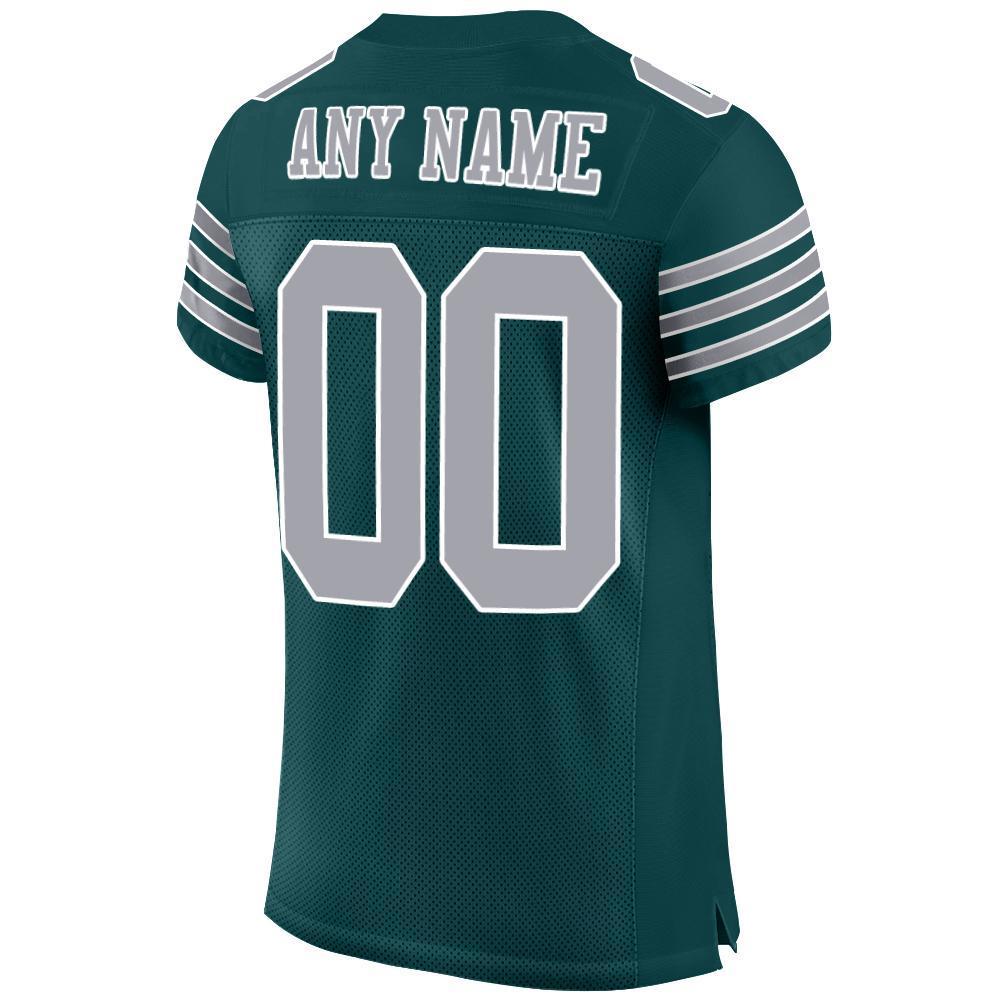 Custom Midnight Green Gray-White Mesh Authentic Football Jersey - Sky-Custom