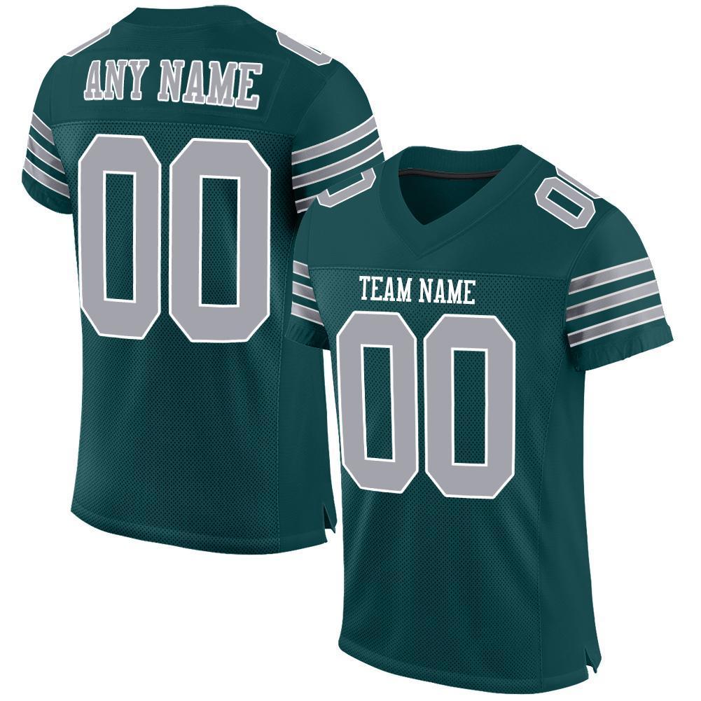Custom Midnight Green Gray-White Mesh Authentic Football Jersey - Sky-Custom