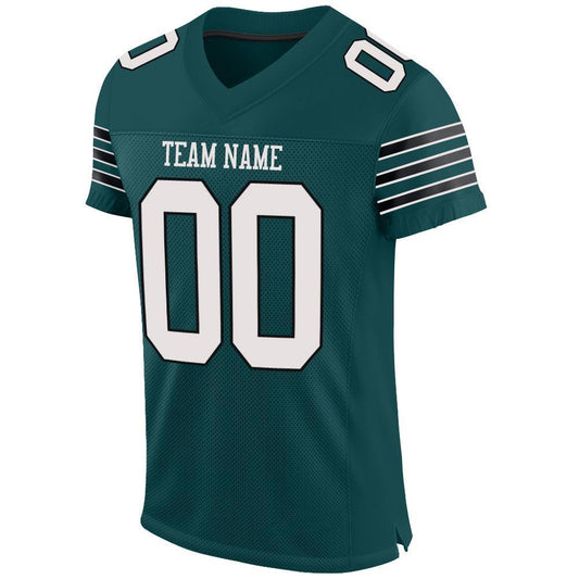 Custom Midnight Green White-Black Mesh Authentic Football Jersey - Sky-Custom