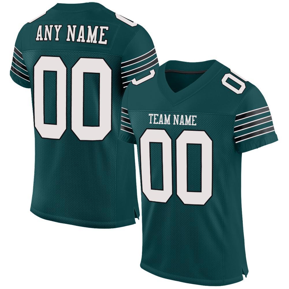 Custom Midnight Green White-Black Mesh Authentic Football Jersey - Sky-Custom