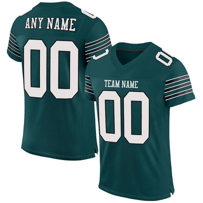 Custom Midnight Green White-Black Mesh Authentic Football Jersey - Sky-Custom