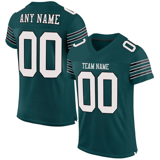 Custom Midnight Green White-Black Mesh Authentic Football Jersey - Sky-Custom