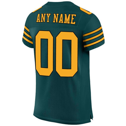 Custom Midnight Green Gold-Black Mesh Authentic Football Jersey - Sky-Custom